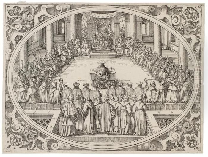 Il Concilio Papale Oil Painting by Jost Amman