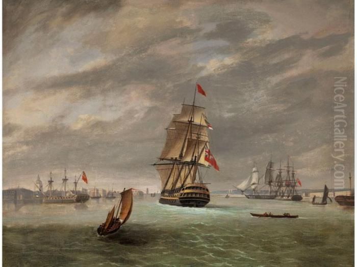 Marinebild Mit Dem Schiff Von Admiral Nelson Oil Painting by William Anderson