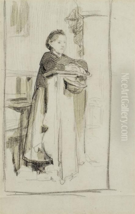 Girl Praying Oil Painting by Albert Anker