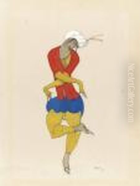 Costume Design For L'adoration: Maria Kuznetsova Oil Painting by Leon Samoilovitch Bakst