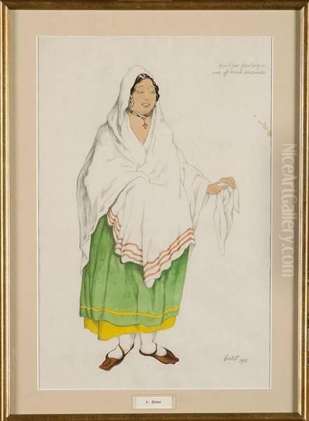 Femme Enceinte Oil Painting by Leon Samoilovitch Bakst