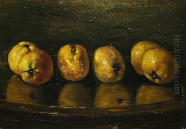 Masa Cu Gutui Oil Painting by Octav Bancila