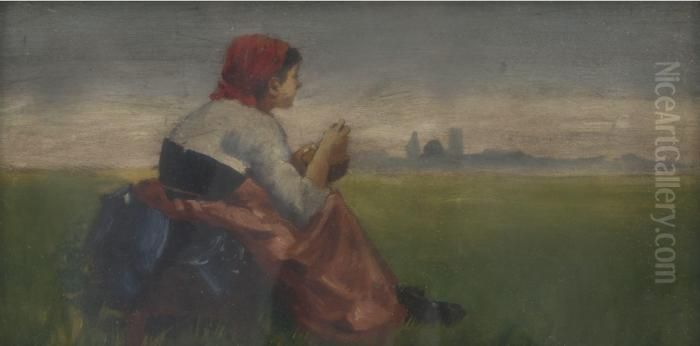 Contadina Oil Painting by Cristiano Banti