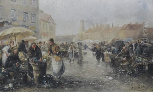 The Market Square Oil Painting by Emil Barbarini