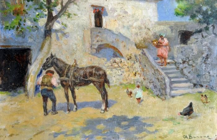 Cortile Oil Painting by Carlo Adolfo Barone