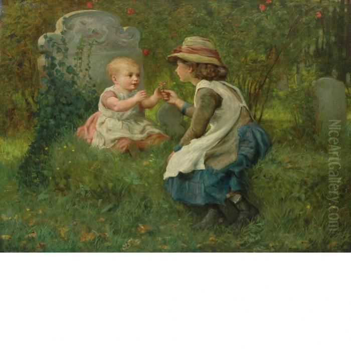 Children Playing In A Graveyard Oil Painting by Francis Barraud