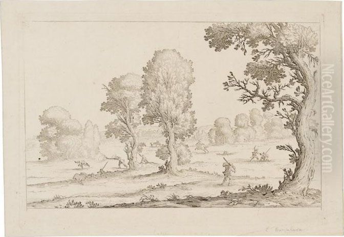 Quattro Paesaggi Oil Painting by Ercole Bazzicaluva