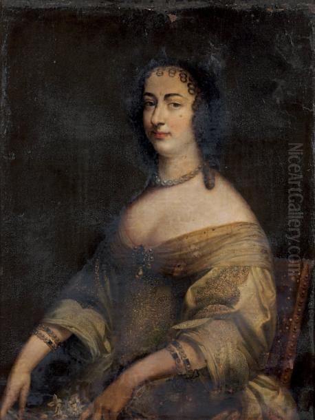 Portrait De Femme Assise Oil Painting by Alexis-Simon Belle