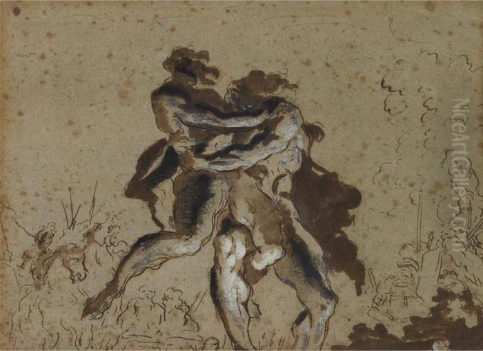 Hercules Wrestling A Satyr Oil Painting by Gian Lorenzo Bernini