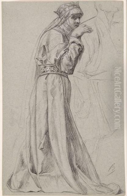 Une Femme Debout Dans Un Costume Renaissance Oil Painting by Alexandre Bida