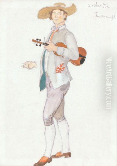 Le Violoniste Oil Painting by Ernest Bieler