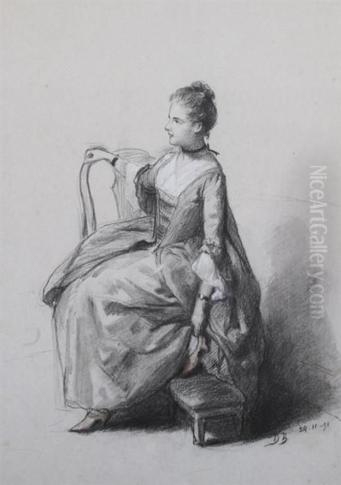 Young Girl Fastening Shoe Oil Painting by David Bles