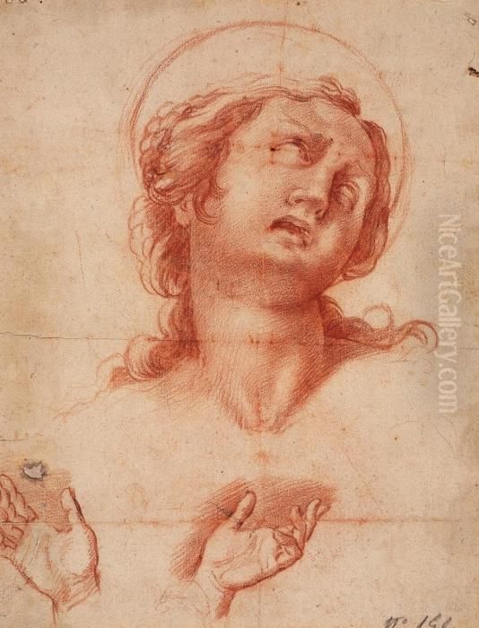 Studie Fur Eine Weibliche Heilige Und Zwei Handstudien Oil Painting by Abraham Bloemaert