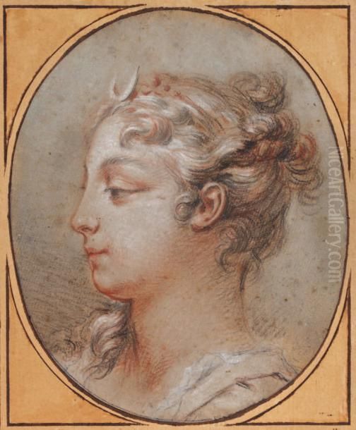 Etude De Tete De Diane Oil Painting by Francois Boucher