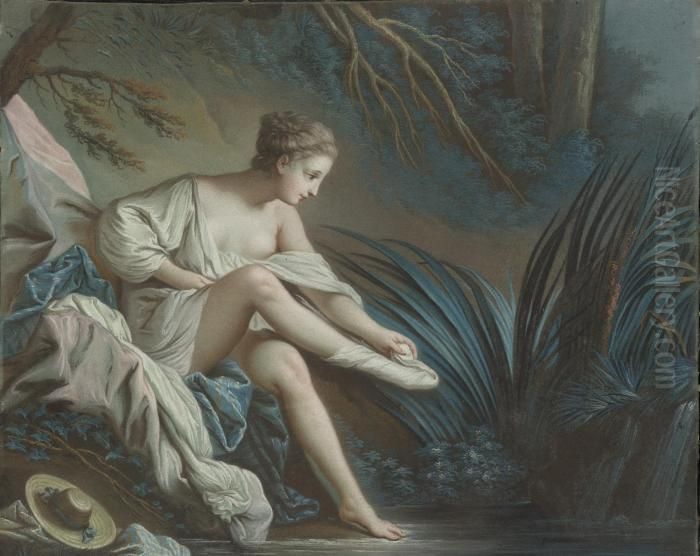 Nymph Bathing Oil Painting by Francois Boucher