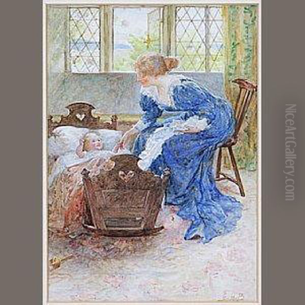 Minding Baby Oil Painting by George Henry Boughton