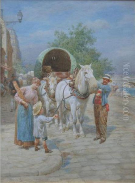 Lunchtime, Quai De La Gare, Paris Oil Painting by Basil Bradley