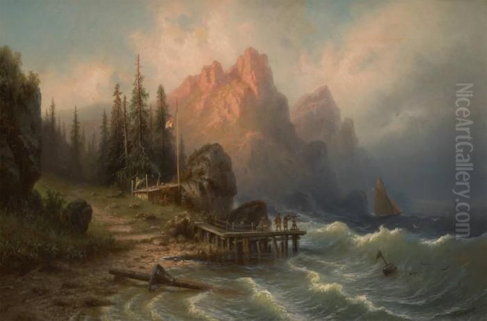 La Cabane En Bord De Mer Oil Painting by Albert Bredow