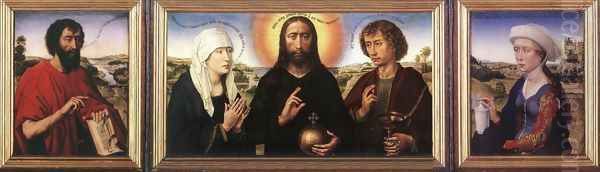 Braque Family Triptych c. 1450 Oil Painting by Rogier van der Weyden