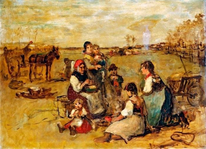 Keszul A Vacsora Oil Painting by Lajos Bruck