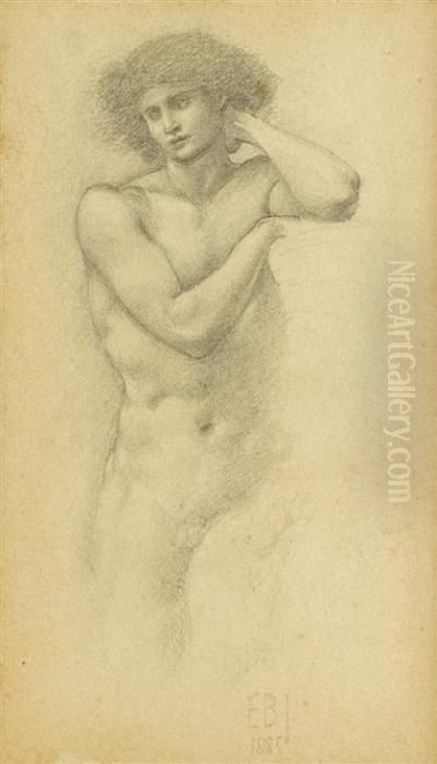 Standing Male Nude Oil Painting by Sir Edward Coley Burne-Jones