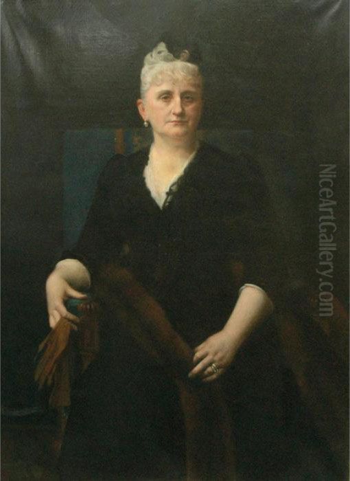 Lady With Mink Stole Oil Painting by Alexandre Cabanel