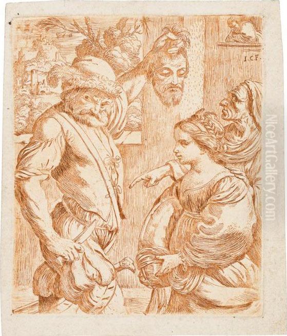 La Decollazione Di San Giovanni Battista Oil Painting by Giuseppe (Il Cremonese) Caletti