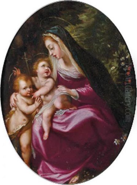 Vierge A L'enfant Avec Saint Jean-baptiste Oil Painting by Denys Calvaert