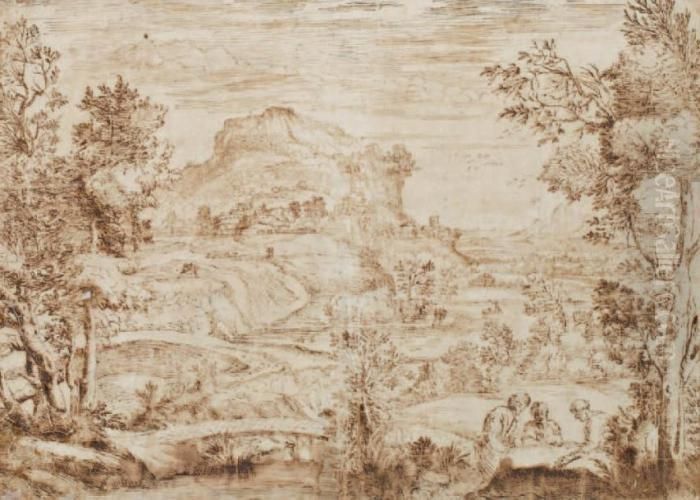 Paysage Anime Oil Painting by Domenico Campagnola