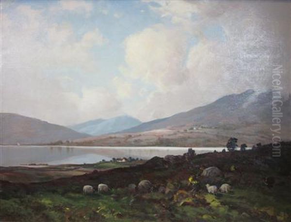 Lochside Landscape Oil Painting by Thomas, of Pall Mall Butler