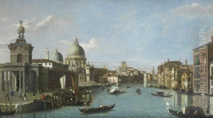 The Grand Canal, With The Punta 
Della Dogana And The Church Of Santa Maria Della Salute In The Distance,
 Venice Oil Painting by (Giovanni Antonio Canal) Canaletto