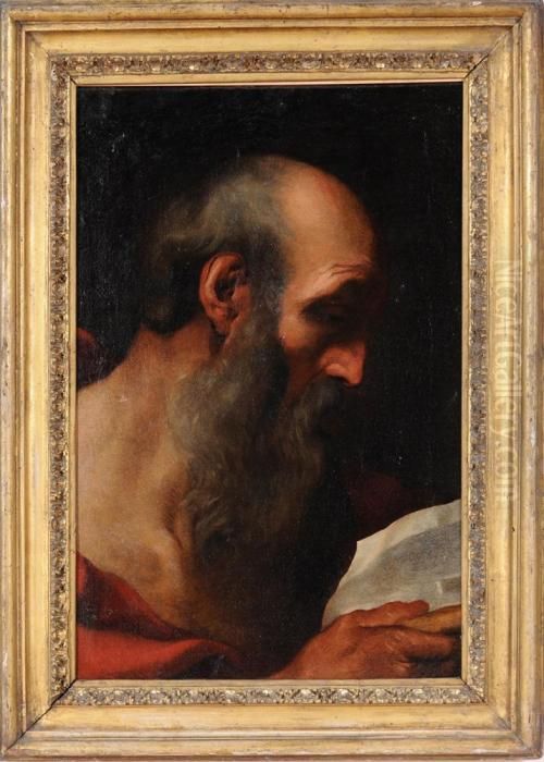 Evangelista Oil Painting by Simone Cantarini (Pesarese)