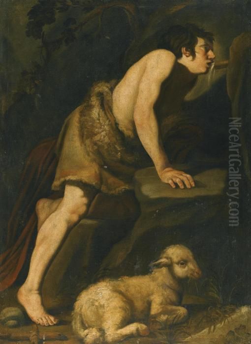 Saint John The Baptist Drinking From A Spring Oil Painting by Caravaggio