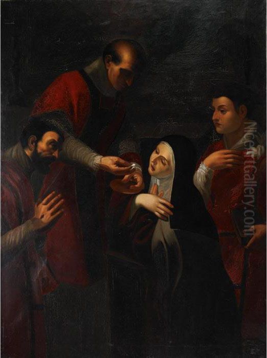 Nun Receiving Communion Oil Painting by Caravaggio