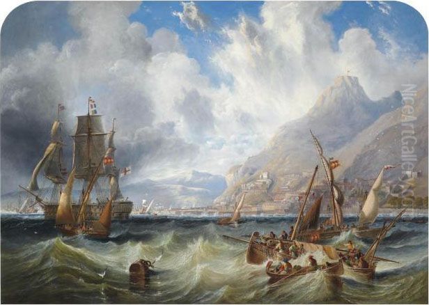 A Large Second Rate, Probably H.m.s. 
Asia Oil Painting by John Wilson Carmichael