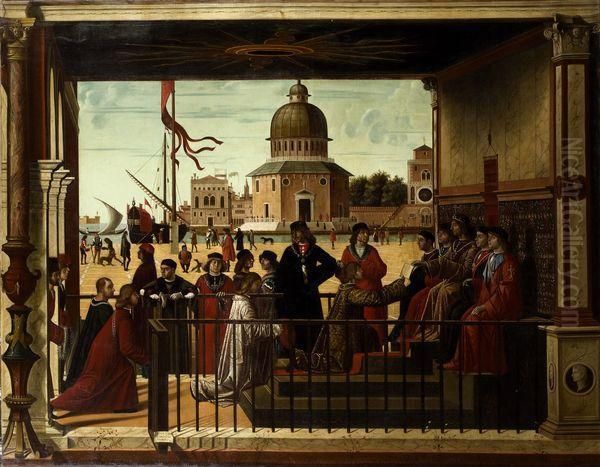 L'arrivee Des Ambassadeurs Anglais Oil Painting by Vittore Carpaccio