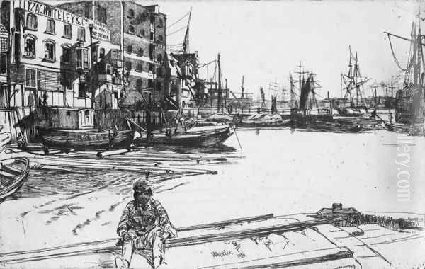 Eagle Wharf Oil Painting by James Abbott McNeill Whistler
