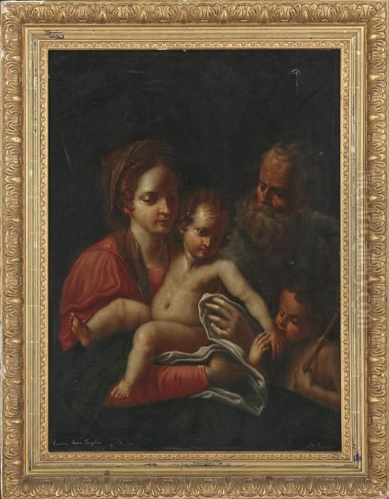 The Holy Family With St John The Baptist Oil Painting by Annibale Carracci