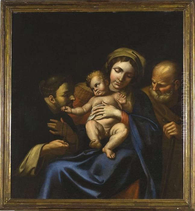 La Vergine Con Il Bambino Che Dona Il Rosario A San Domenico Oil Painting by Lodovico Carracci