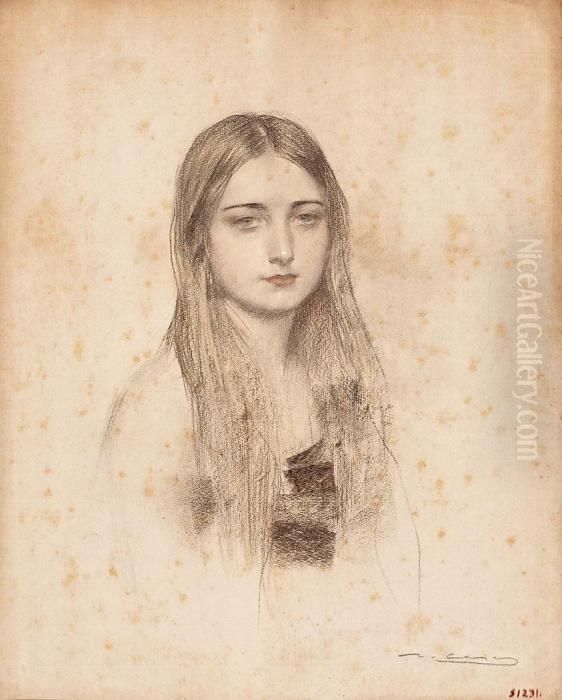 Retrato De Una Joven Oil Painting by Ramon Casas