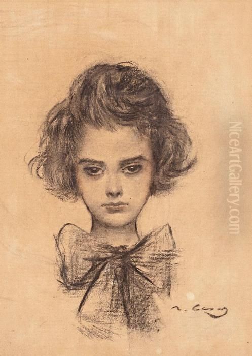 Retrato De Una Nina Oil Painting by Ramon Casas