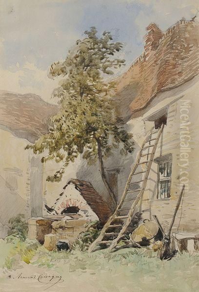 La Cour De Ferme Oil Painting by Armand Theophile Cassagne