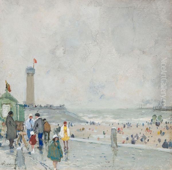 Digue D'ostende Oil Painting by Hendrick, Henri Cassiers