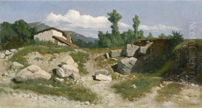 Sommerlandschaft Im Gebirge Oil Painting by Gustave Castan