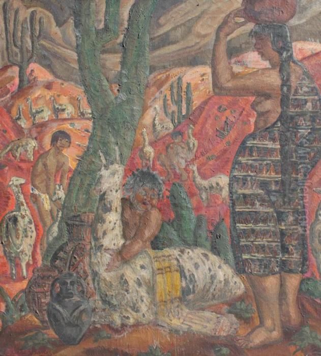 Las Llamas Oil Painting by Carlos Alberto Castellanos