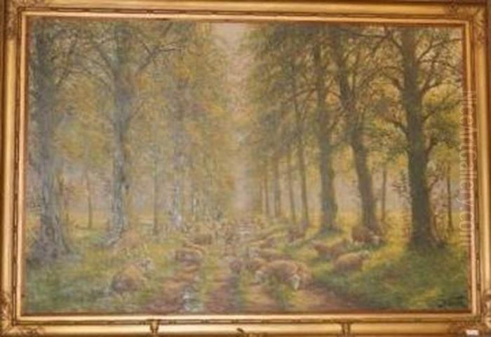 Paysage Aux Moutons Oil Painting by Albert Caullet