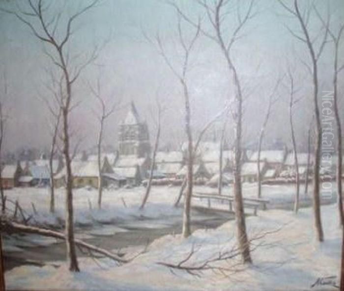 Paysage De Neige Oil Painting by Albert Caullet
