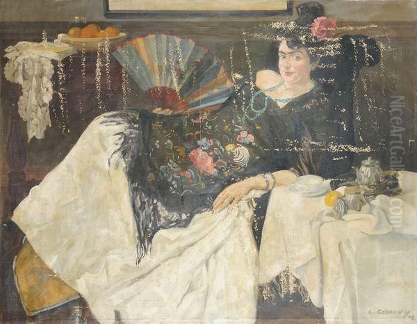 Portrait De Madame Cauvy Oil Painting by Leon Cauvy