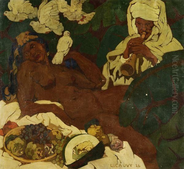 Odalisque Noire Oil Painting by Leon Cauvy