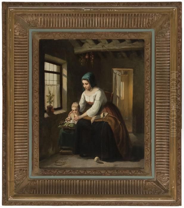 Mamma Con Bambino Oil Painting by Theodore Ceriez